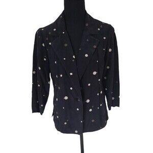 Vintage Carlisle women's 100% silk polka dot 3/4 sleeve pleated blouse shirt 4